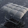 Modern Gray Quilted Sofa Stool With Metal Frame And Padded Cushion Design