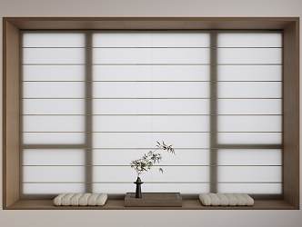 Venetian blinds Bay Window Curtain Shangri-La Curtain Honeycomb Curtain Cushion Decoration 3d model