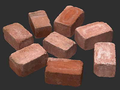 Natural Red Bricks With Rough Textured Surface For Construction Projects And Building 3d model