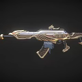 Ornate Decorative Weapon Rifle With Gold Silver Accents And Carved Wooden Grip