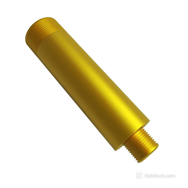 High Quality Golden Cylindrical Metal Rod With Threaded Ends And Smooth Surface 3d model