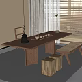 Tea Table and Chair Combination Stool Bench Tea Table Tea Set 3d model