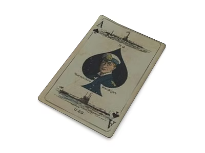 Vintage Ace of Spades Playing Card Featuring Naval Officer And Ship Art LUSO 3d model