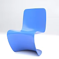 Modern Blue Curved Single Chair Design With Sleek Lines In White Background