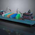 Cargo Ship Carrying Colorful Containers And Cranes 3d model