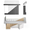 Modern Interior Staircase Design With Wooden Steps And Black Metal Railings