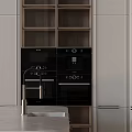 Modern Kitchen Interior With Marble Island Counter And Integrated Appliance Cabinets