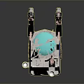 Small Bionic Robot With Turquoise Dome White Body And Number 80 On Metallic Legs
