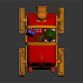 Festive Red Christmas Sleigh Decoration With Golden Bell Tree And Gifts