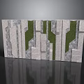 Modern Wall Panel Design With Geometric Gray Blocks And Green Vegetation