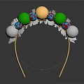 Festive Christmas Headband Decorated With Colorful Baubles And Gold Frame