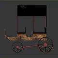 Ancient Carriage with Black Canopy Red Frame Brown Seats and Red Wheels