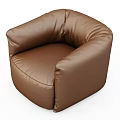 Modern Brown Leather Single Sofa With Rounded Arms And Comfortable Design 3d model