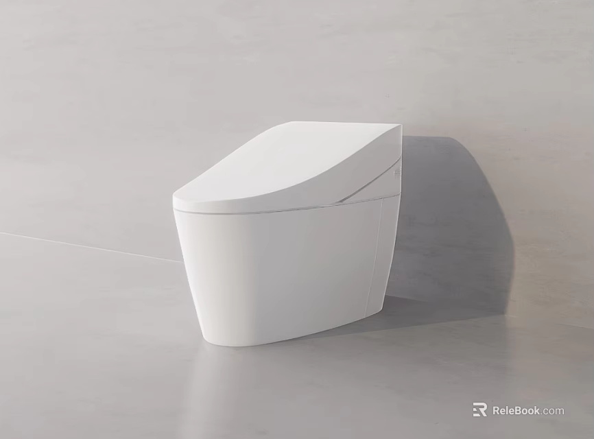 Modern White Toilet with Sleek Design in Minimalist Bathroom Interior 3d model 