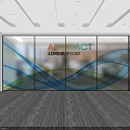 Modern Creative Office Space Featuring Glass Partitions With Abstract Line Patterns 3d model