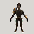 3D Man Character Wearing Fantasy Armor Shoulder Guard Belt Gear And Leather Boots
