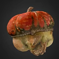 Fresh Red and Green Speckled Pumpkin with Unique Bottom Shape and Vibrant Skin