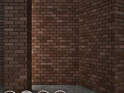 Realistic Dark Brown Brick Wall Corner Texture For Indoor And Outdoor Architectural Space Decoration 3d model