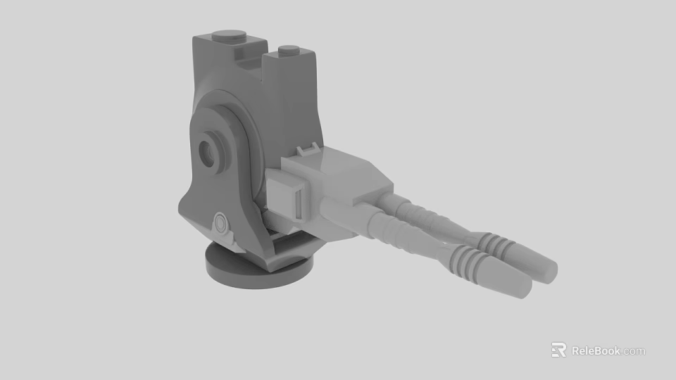 Gray Industrial Mechanical Component With Connector Hose And Base Structure 3d model 