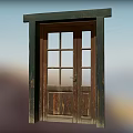 Vintage Wooden Front Door With Double Panels And Dark Frame Glass Design