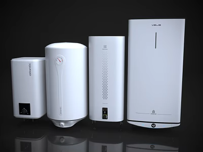 A Collection Of Four White Home Appliances With Distinct Designs 3d model