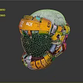 Futuristic Yellow And Silver Metallic Helmet With Transparent Visor And Mechanical Details
