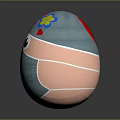 Decorative Ornament Set Featuring Painted Egg With Flowers Eyes And Mask