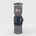 Vintage Public Phone Device With Phone Here Sign Call Now Message And Two Receivers