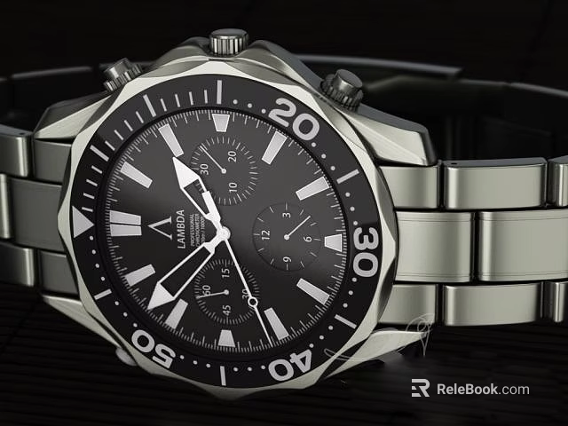 LONGINES Dive Watch With Stainless Steel Strap Black Dial And Clear Numerical Markers 3d model 