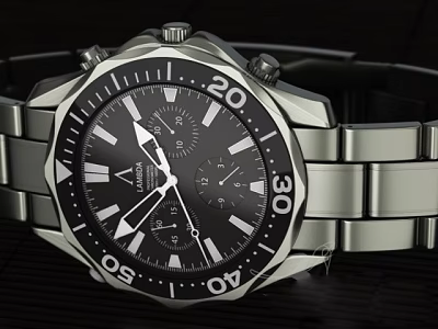 LONGINES Dive Watch With Stainless Steel Strap Black Dial And Clear Numerical Markers 3d model