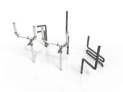 Metal Equipment Supports With Adjustable Rods And Various Connecting Brackets 3d model