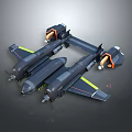 Futuristic Twin Engine Aircraft 3D Model With Black And Yellow Aerodynamic Design