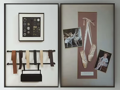 Displayed Collection Featuring Buttons Hooks Small Bag Ballet Shoes And 3d model