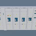 Low Voltage Electrical Distribution Cabinets With White Bodies Multiple Doors Control Buttons And Indicator Lights 3d model