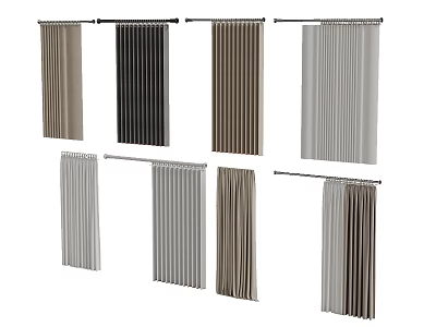 Various Colored Curtains With Different Styles For Home Window Decoration 3d model