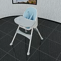 Light Blue And White Kids High Chair With Feeding Tray Safety Harness And Stable Design