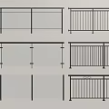 Different Modern Black Metal Railings With Various Design Styles And Patterns 3d model