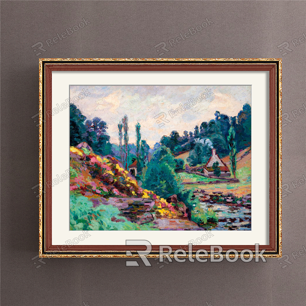 European-style landscape painting green living room historical painting natural landscape decorative painting model