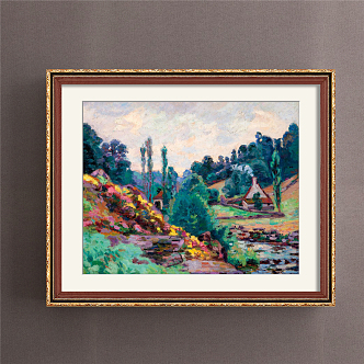 European-style landscape painting green living room historical painting natural landscape decorative painting 3d model