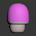 Pink Mushroom With Round Cap Light Base And Smiley Face Design