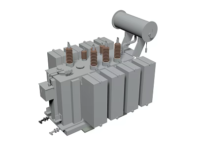 Industrial Power Transformer With Metal Structure Rectangular Tanks Insulating Bushings And Oil Conservator 3d model