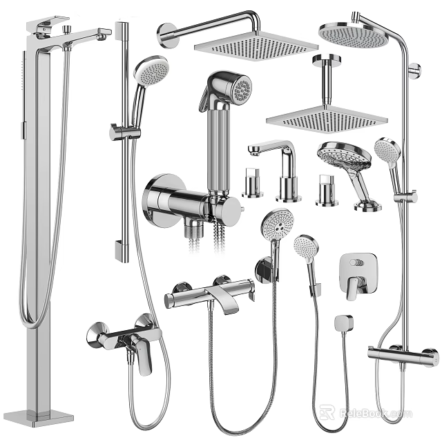 Modern Shower Systems With Handheld Heads Overhead Sprayers And Metal Fixtures 3d model 