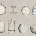 Modern White Pendant Lights With Various Shapes And Textured Designs For Interior Decor