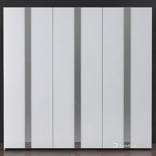 Modern Interior Wall Panel With White Background And Gray Vertical Stripes 3d model 
