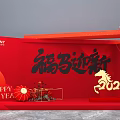 Red Background Photo Check In Spot for 2026 Fu Horse New Year with Decorative Flowers