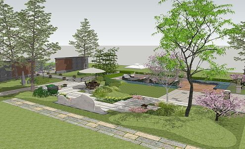 Modern courtyard leisure courtyard garden 3d model