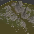 Detailed 3D Model Rural Landscape With Mountains Green Areas And Water Features