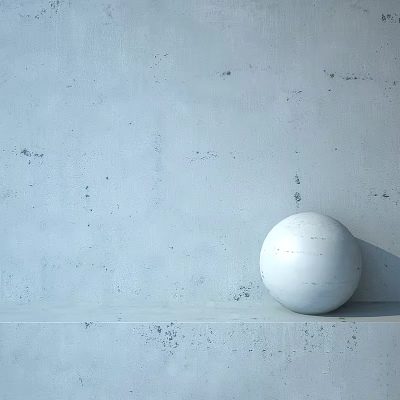 White Sphere Component On Platform Against Light Gray Speckled Wall 3d model