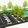 National Recreational Sports Area Layout With Trees Benches And Colorful Design