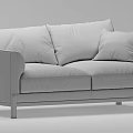 Modern Light Gray Fabric Double Sofa With Black Frame And Soft Cushions 3d model